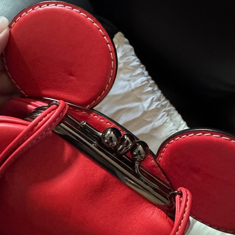 Coach x Disney x Keith Haring Mickey Mouse Ears Bag Kisslock Red LIMITED SEE - Picture 3 of 10